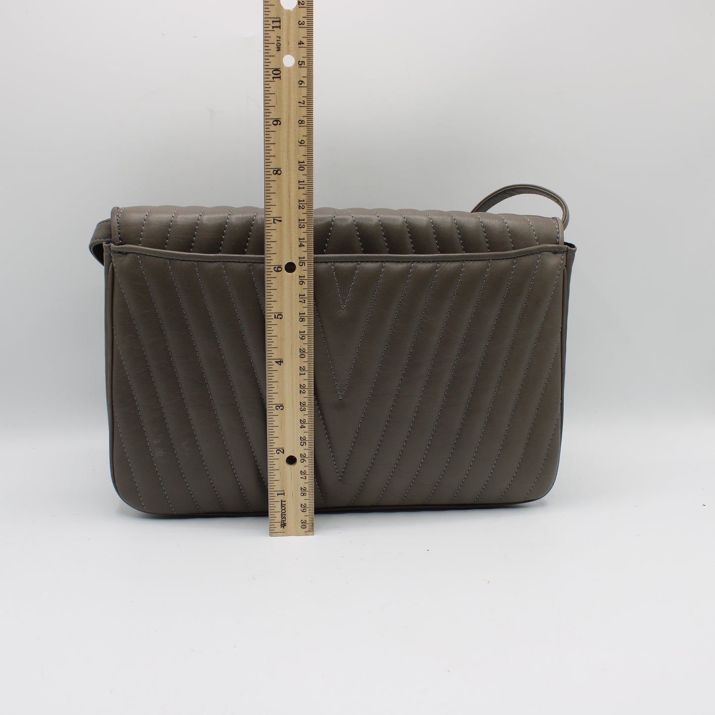 Valentino Garavani Grey Leather Chevron Flap Crossbody