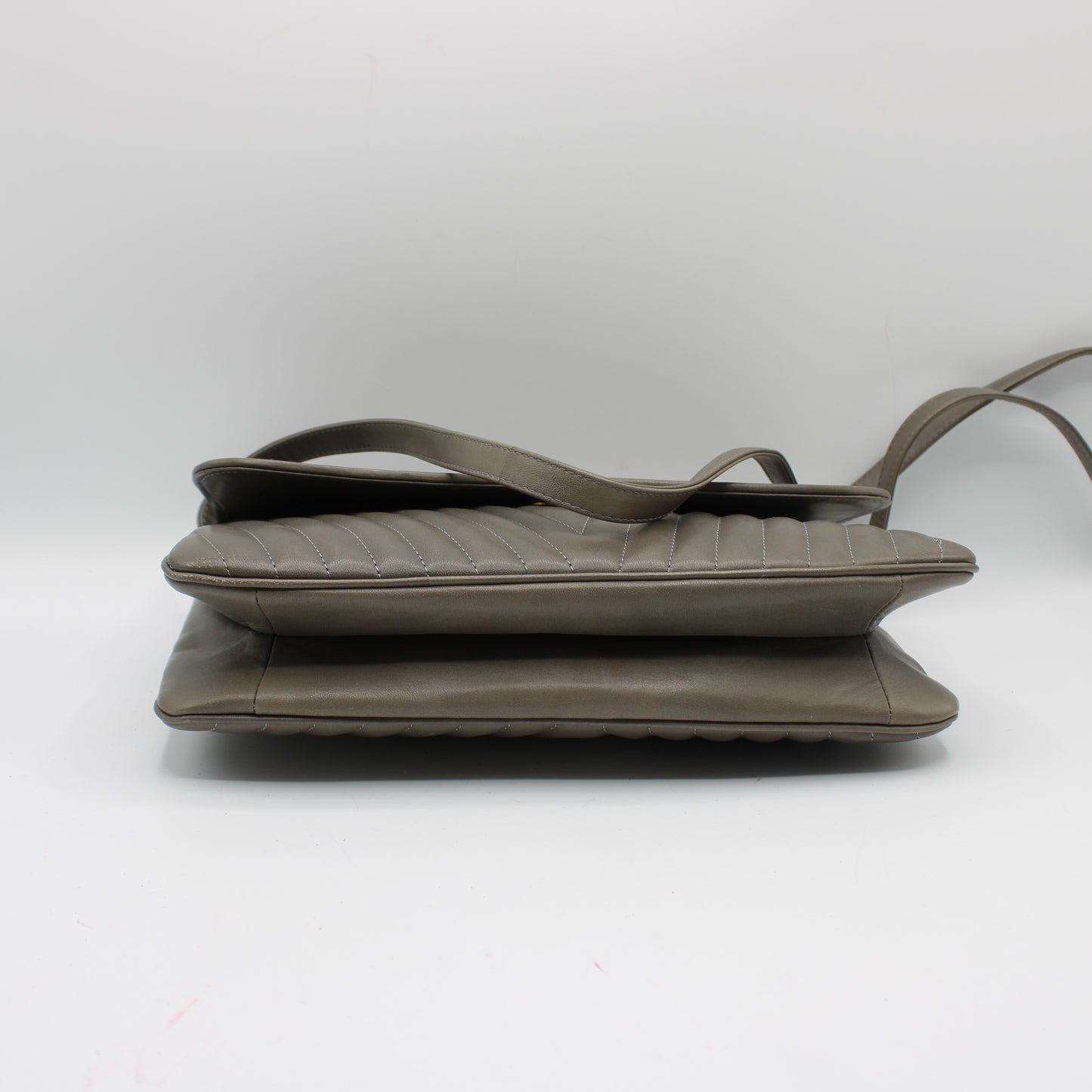 Valentino Garavani Grey Leather Chevron Flap Crossbody