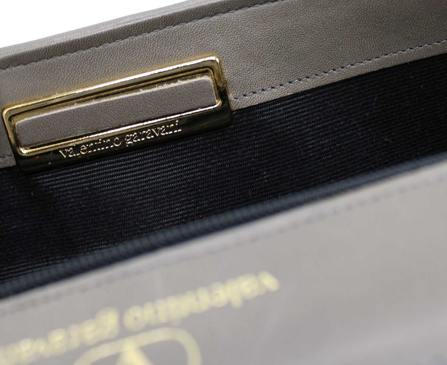 Valentino Garavani Grey Leather Chevron Flap Crossbody