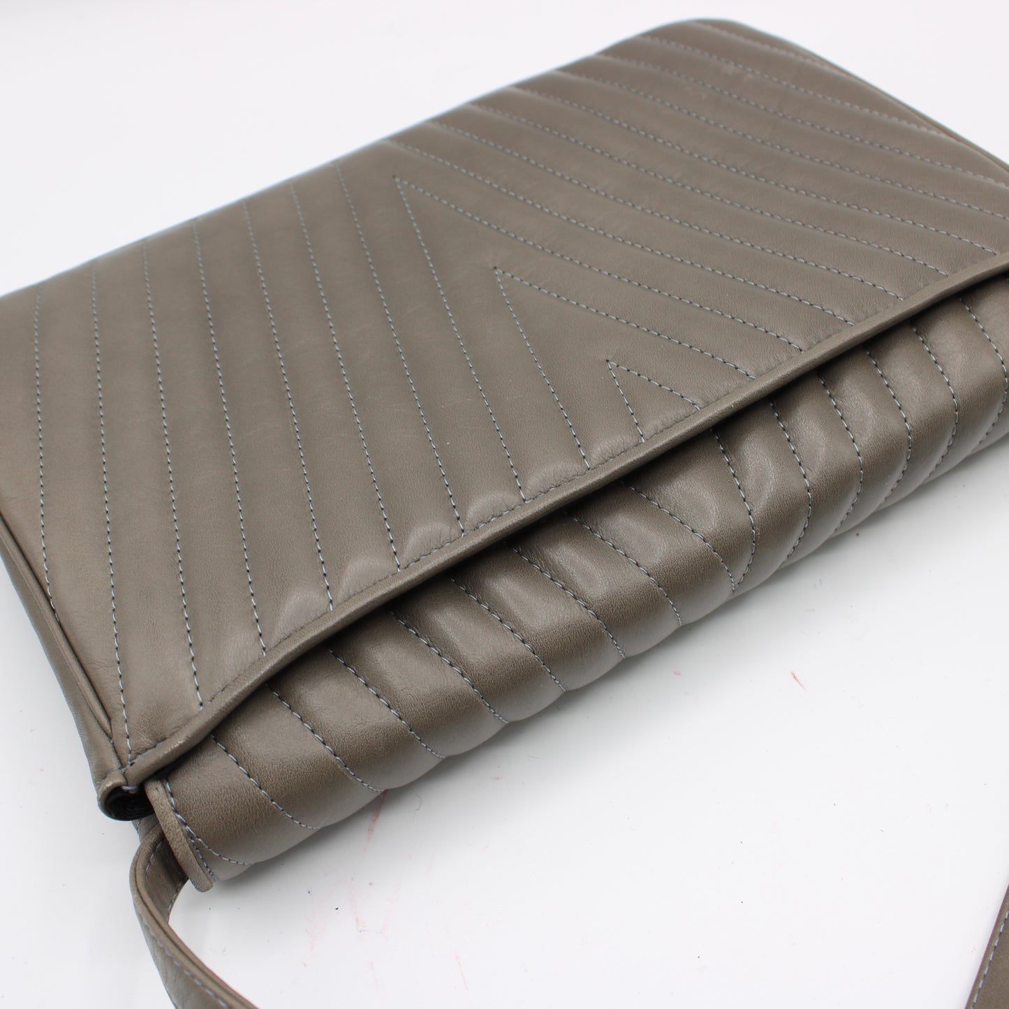 Valentino Garavani Grey Leather Chevron Flap Crossbody