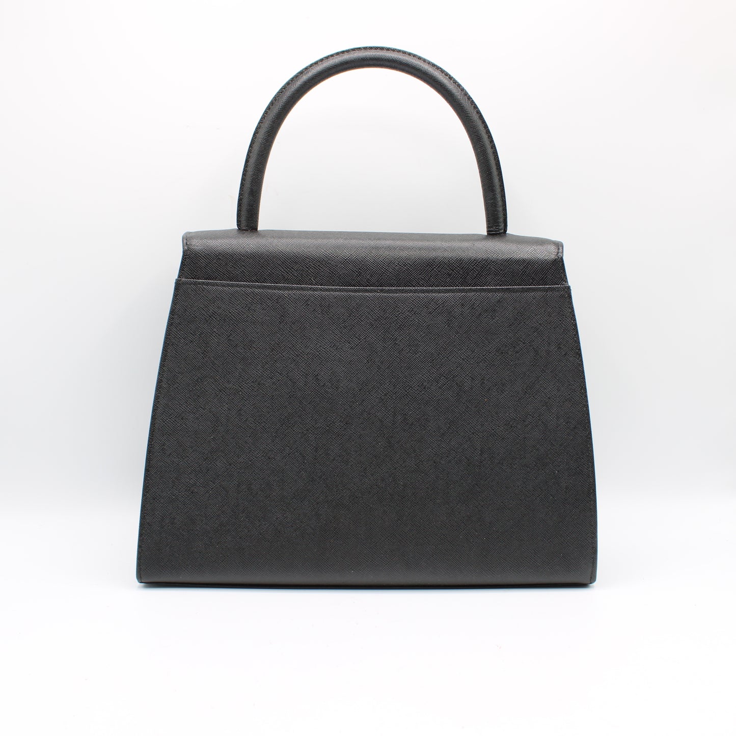 Yves Saint Laurent Black Leather Embossed Flap Top Handle Bag