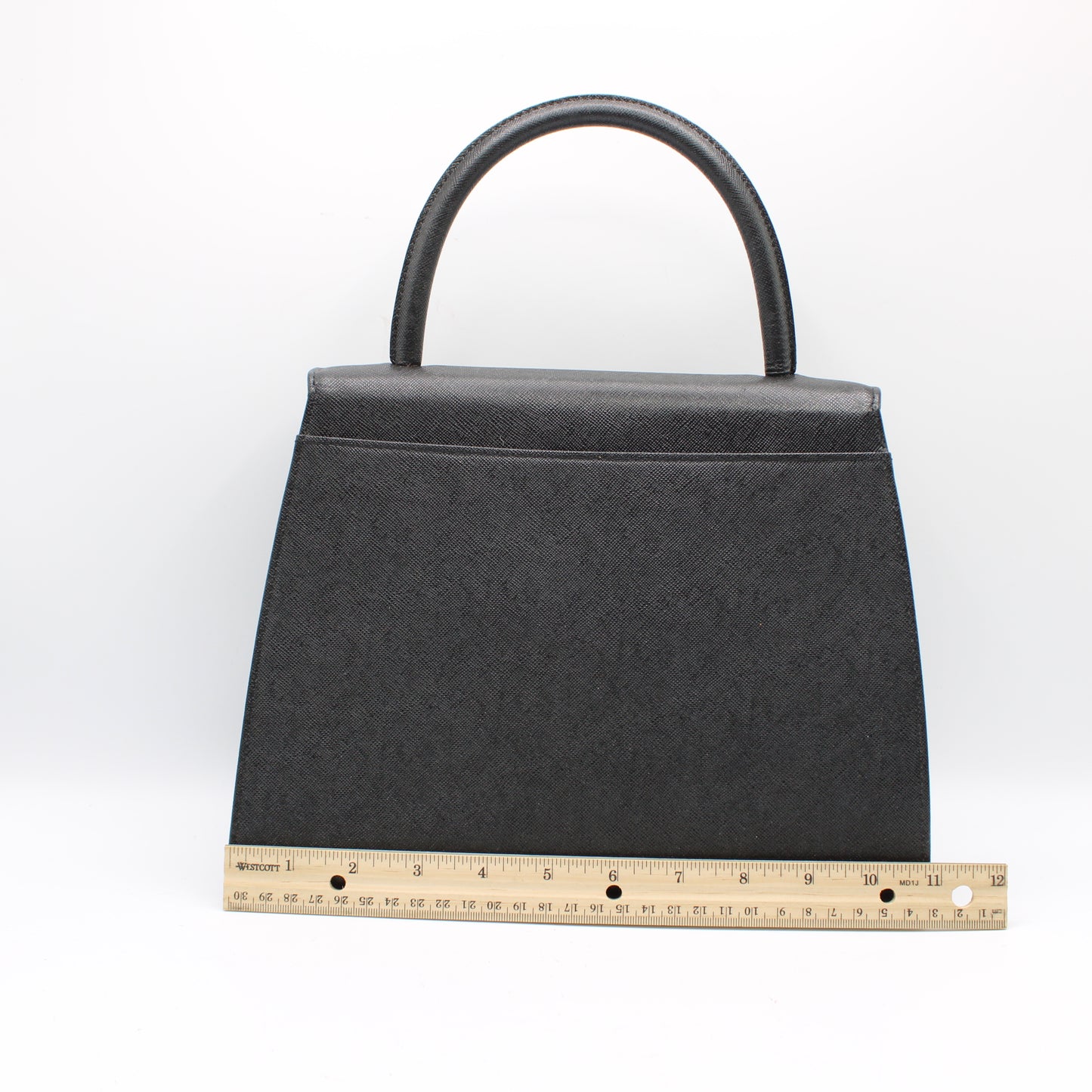 Yves Saint Laurent Black Leather Embossed Flap Top Handle Bag