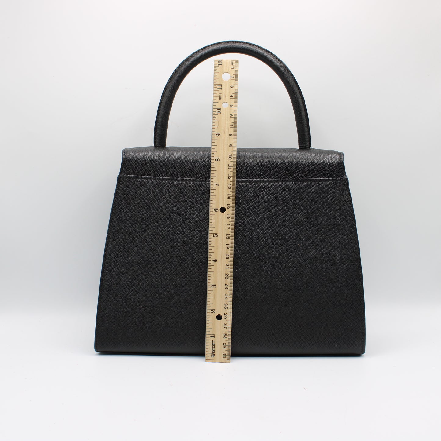 Yves Saint Laurent Black Leather Embossed Flap Top Handle Bag