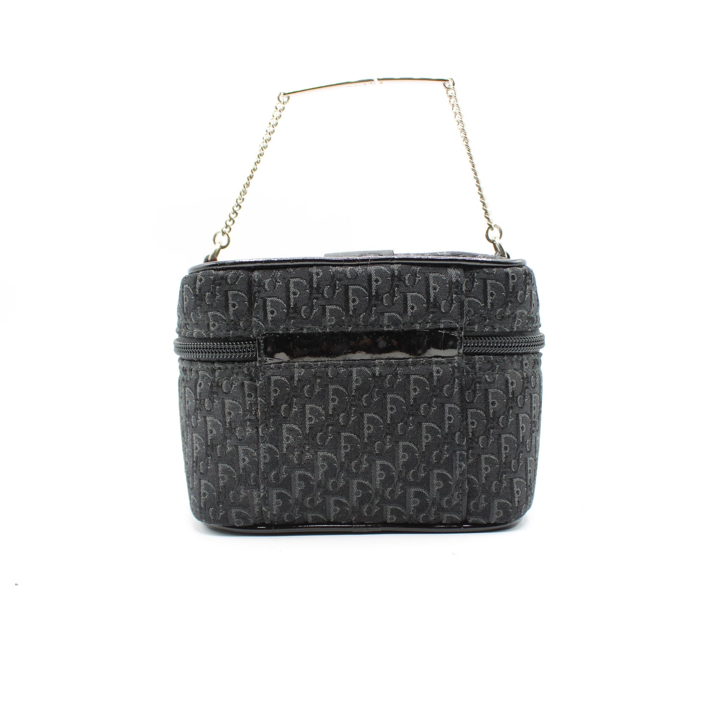 Christian Dior Black Logo Print Vanity Chain Bag