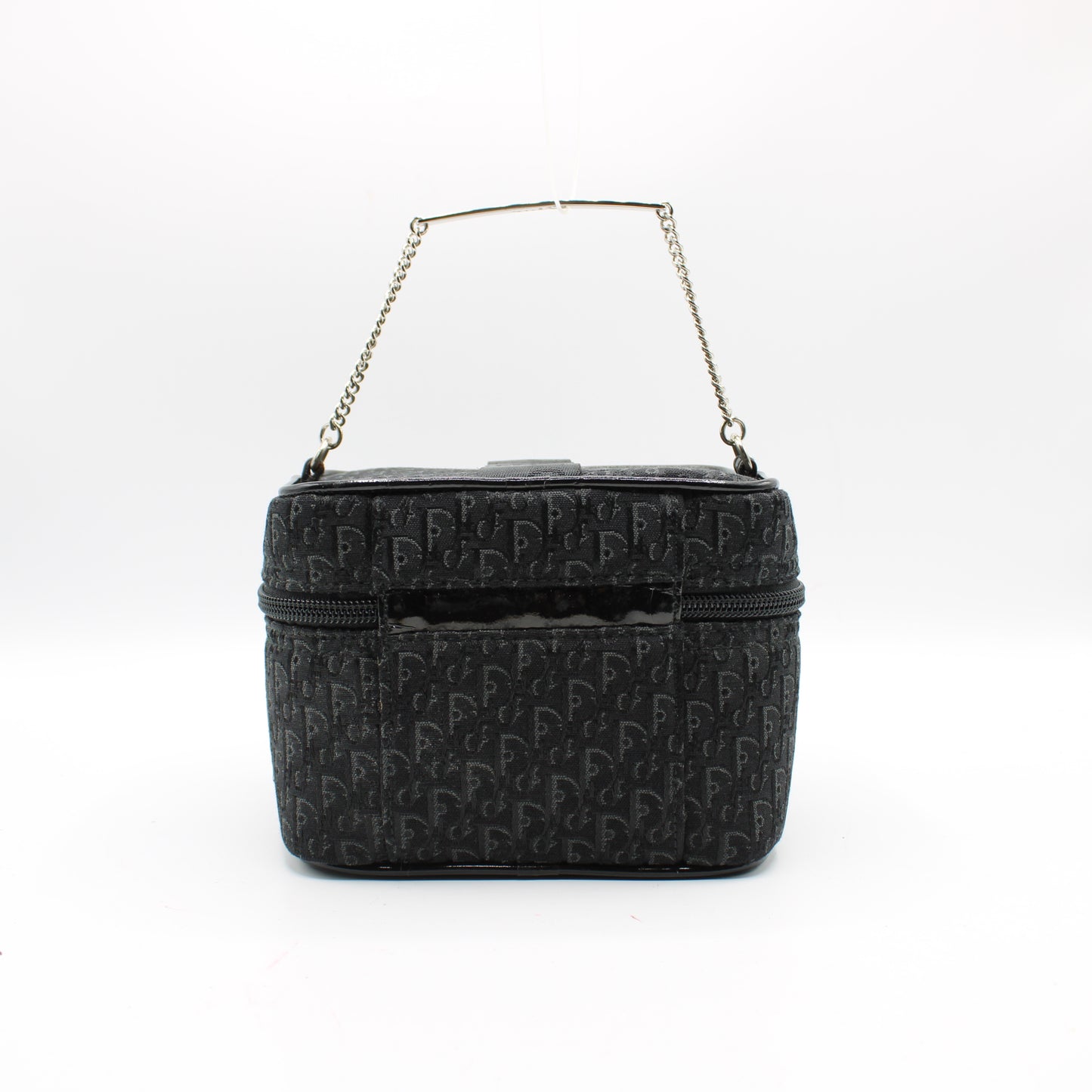 Christian Dior Black Logo Print Vanity Chain Bag