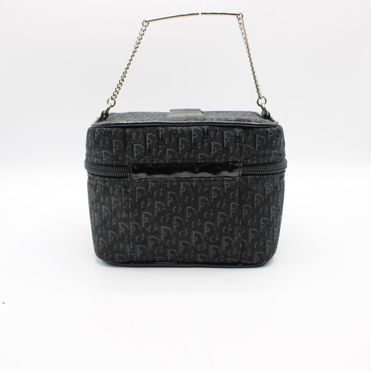 Christian Dior Black Logo Print Vanity Chain Bag
