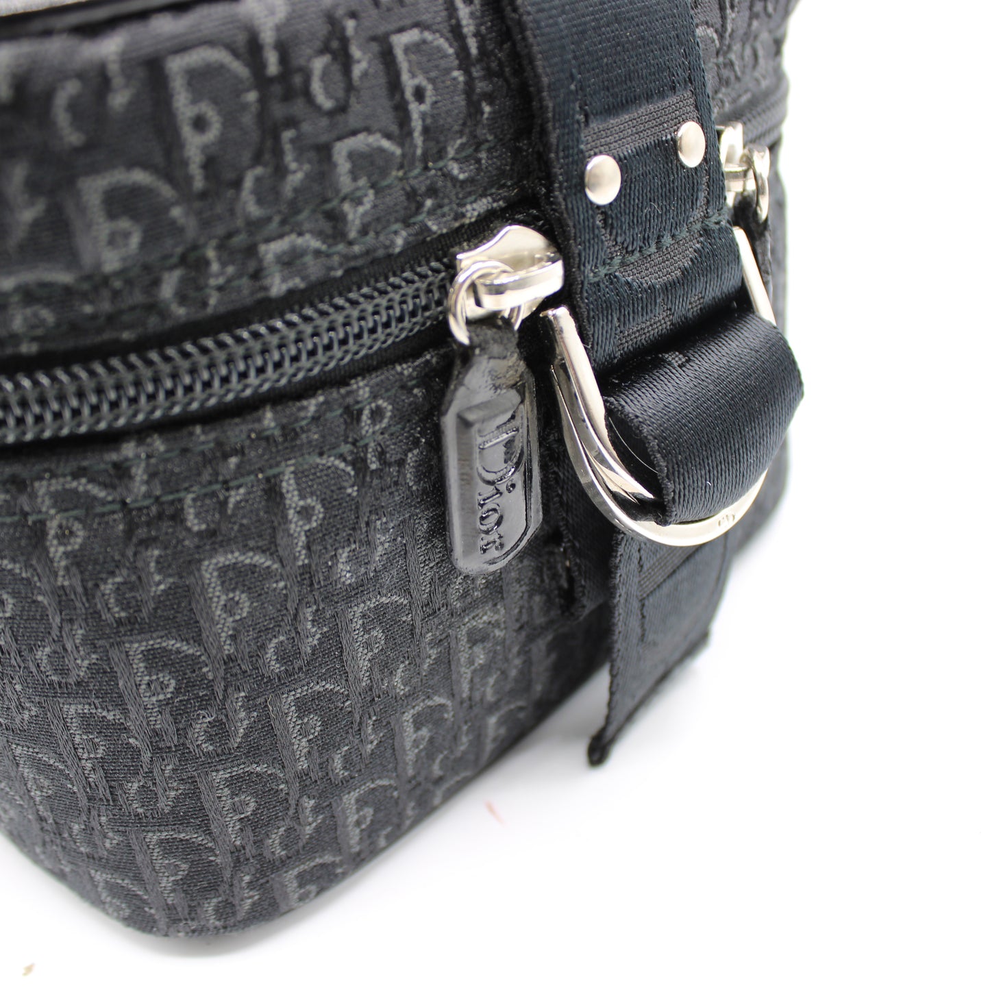 Christian Dior Black Logo Print Vanity Chain Bag