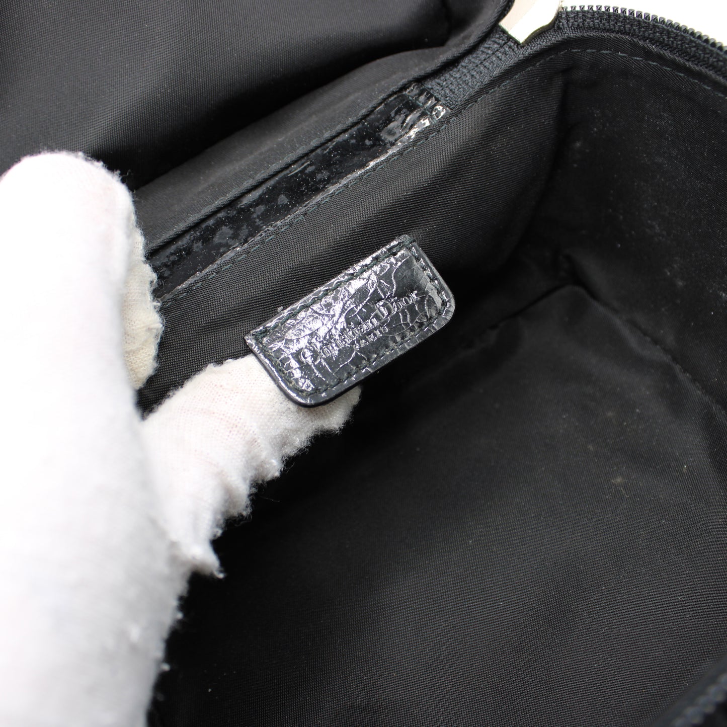 Christian Dior Black Logo Print Vanity Chain Bag