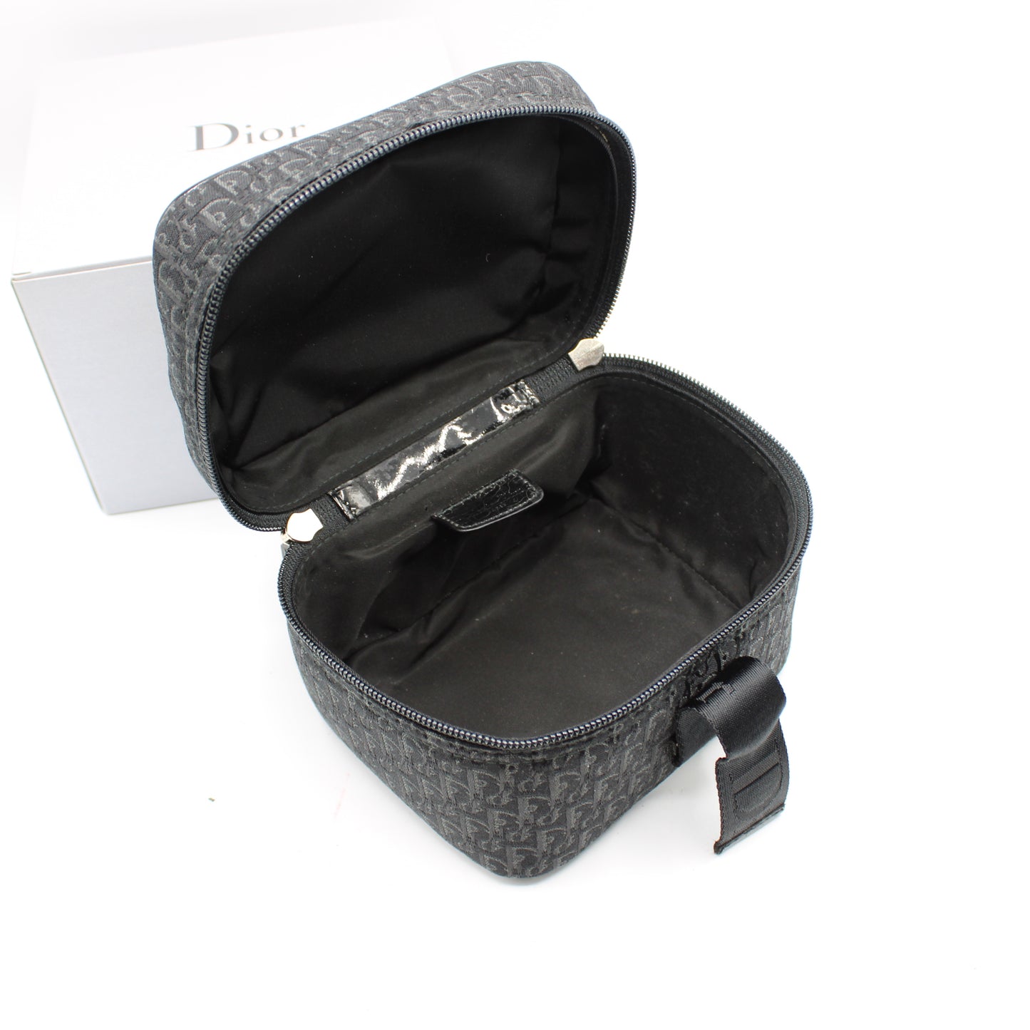Christian Dior Black Logo Print Vanity Chain Bag