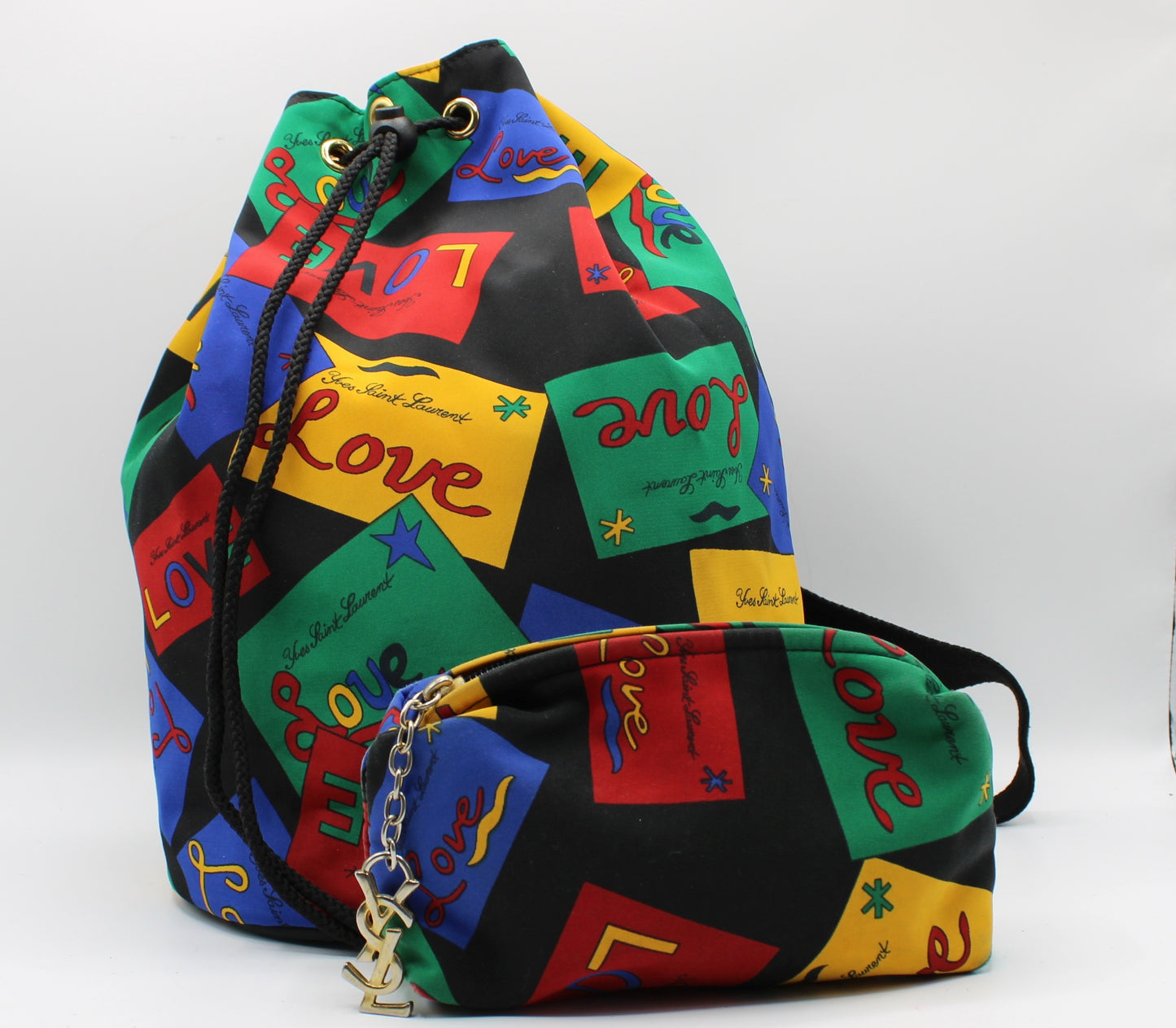 Yves Saint Laurent Multicolor Love Print Drawstring Backpack