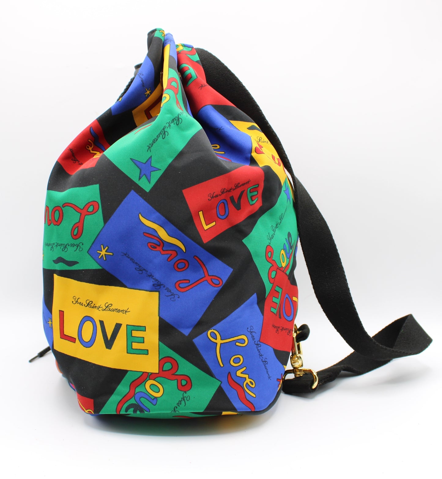 Yves Saint Laurent Multicolor Love Print Drawstring Backpack