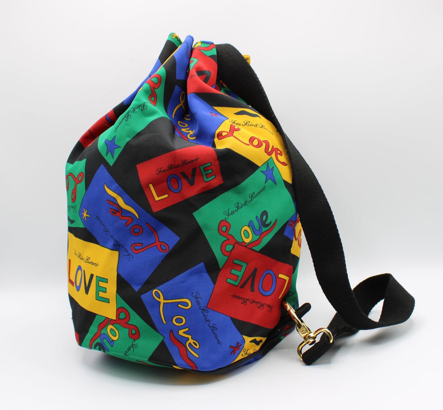 Yves Saint Laurent Multicolor Love Print Drawstring Backpack
