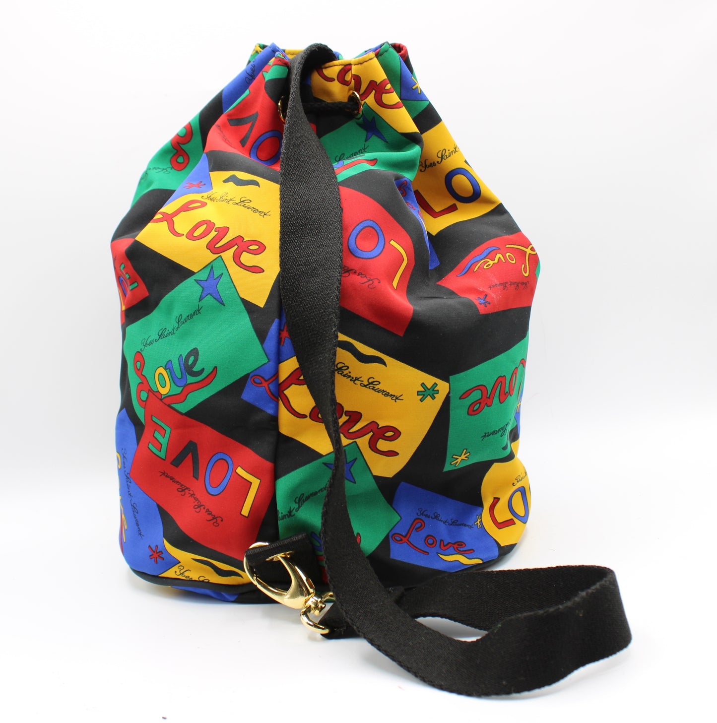 Yves Saint Laurent Multicolor Love Print Drawstring Backpack