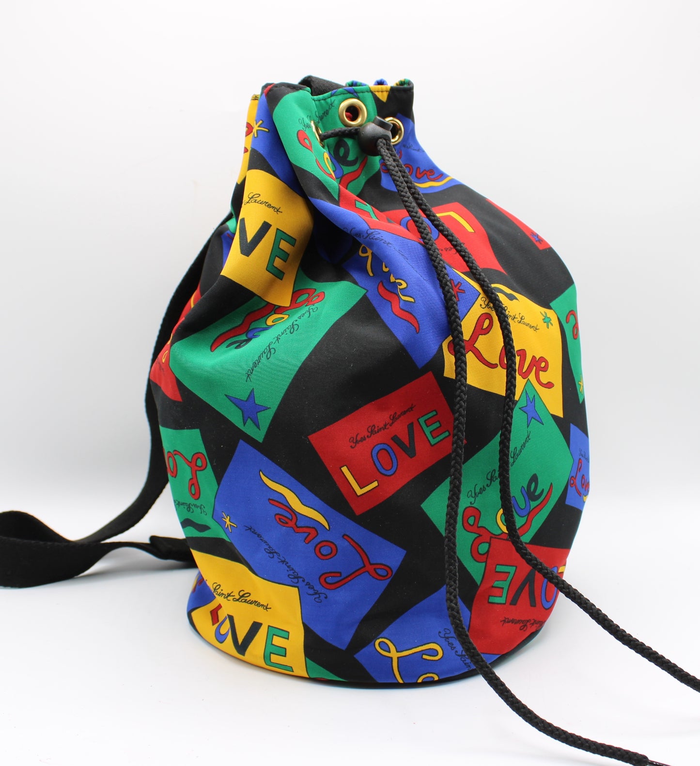 Yves Saint Laurent Multicolor Love Print Drawstring Backpack