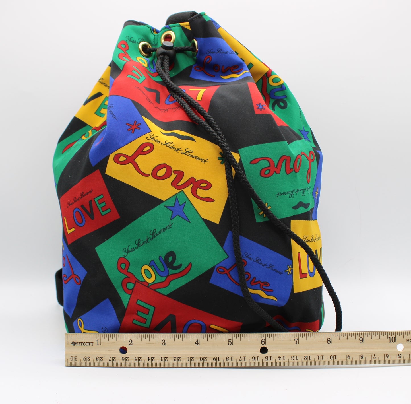 Yves Saint Laurent Multicolor Love Print Drawstring Backpack
