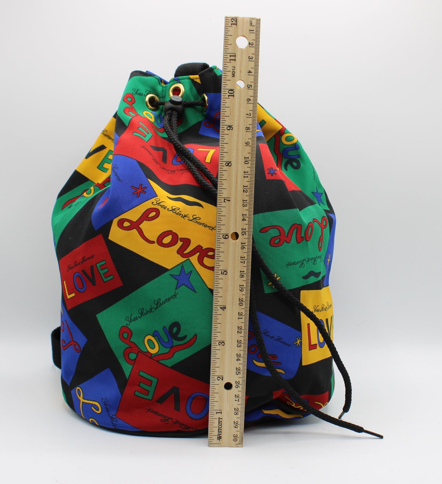 Yves Saint Laurent Multicolor Love Print Drawstring Backpack
