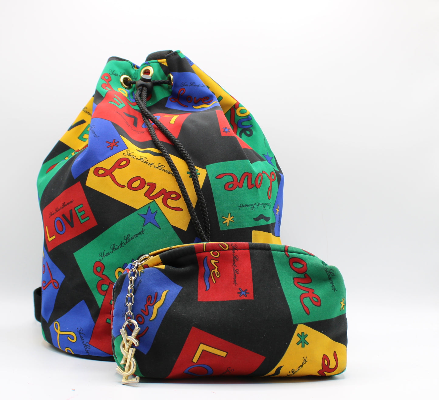 Yves Saint Laurent Multicolor Love Print Drawstring Backpack