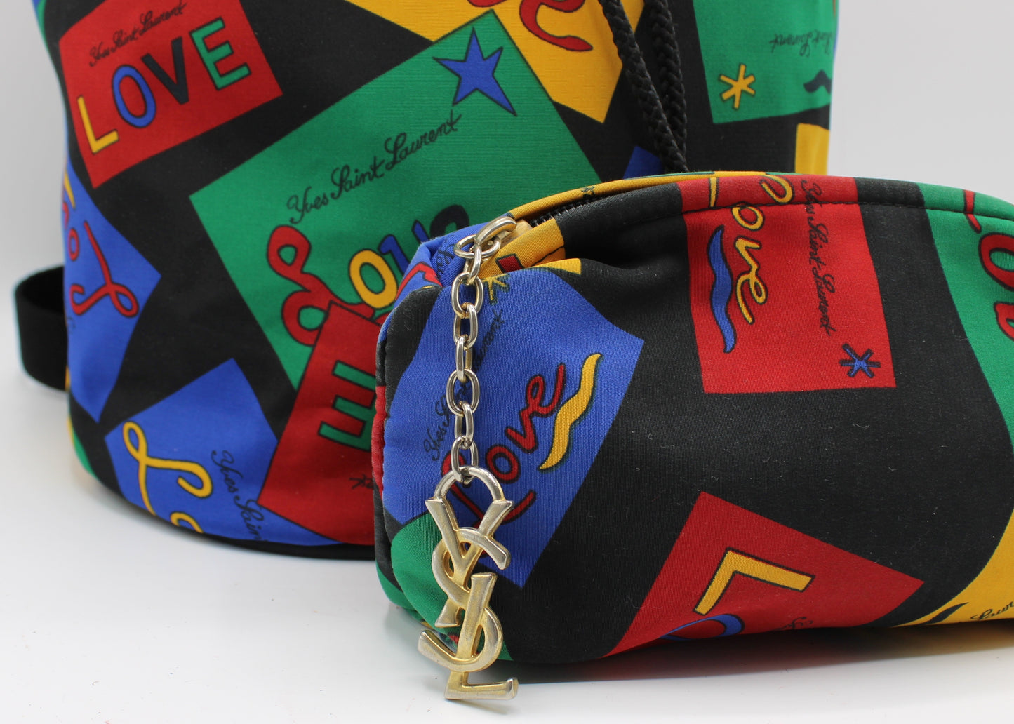 Yves Saint Laurent Multicolor Love Print Drawstring Backpack