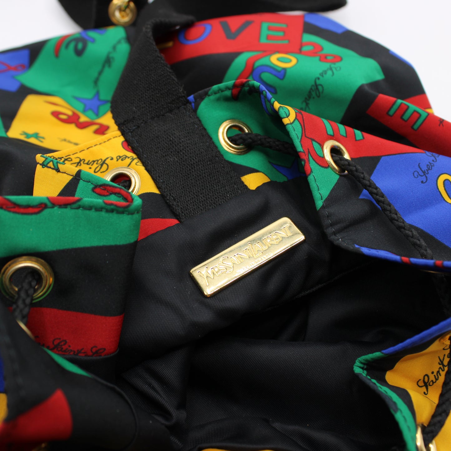 Yves Saint Laurent Multicolor Love Print Drawstring Backpack