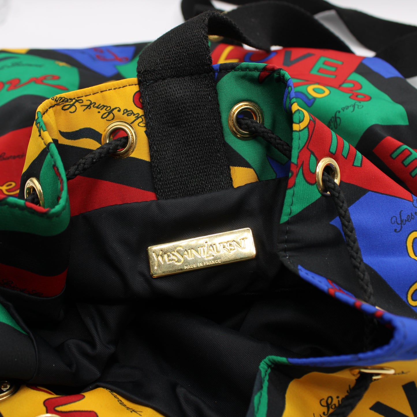Yves Saint Laurent Multicolor Love Print Drawstring Backpack