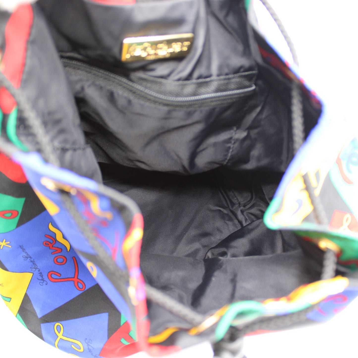 Yves Saint Laurent Multicolor Love Print Drawstring Backpack