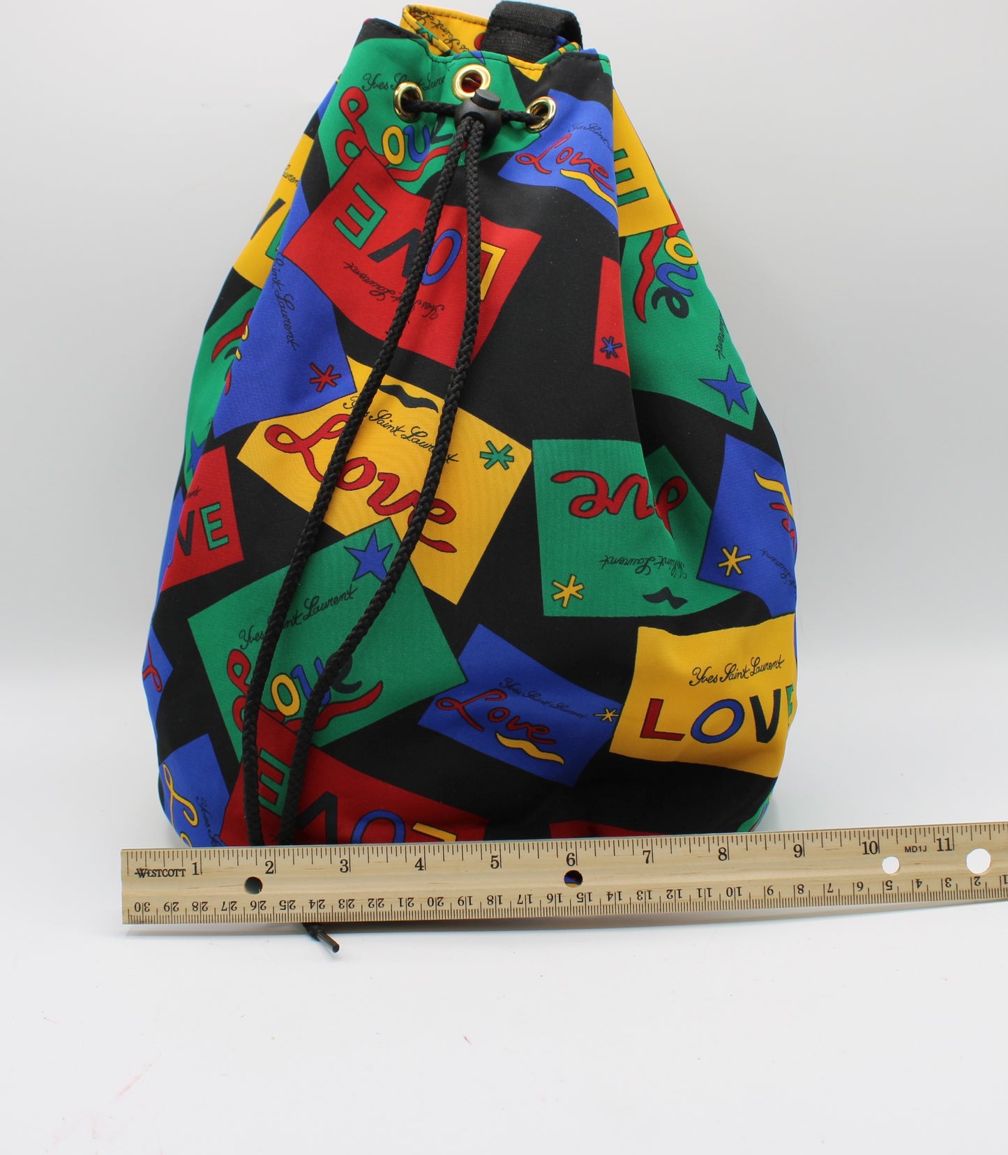 Yves Saint Laurent Multicolor Love Print Drawstring Backpack