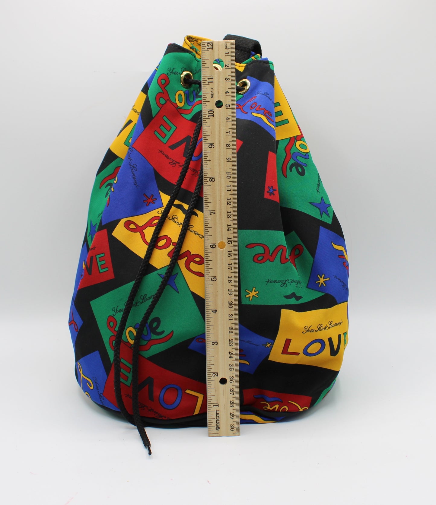 Yves Saint Laurent Multicolor Love Print Drawstring Backpack