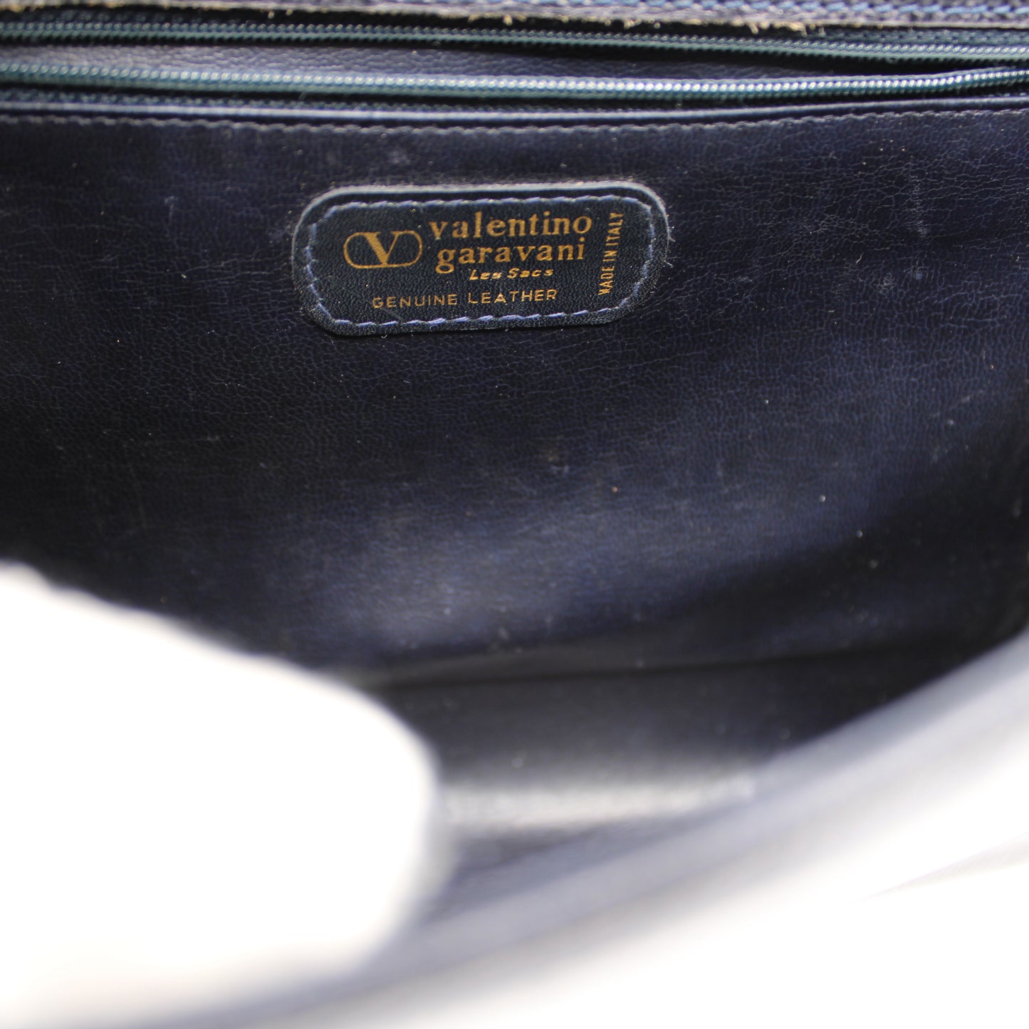 Valentino Garavani Dark Navy Leather Flap Crossbody Clutch