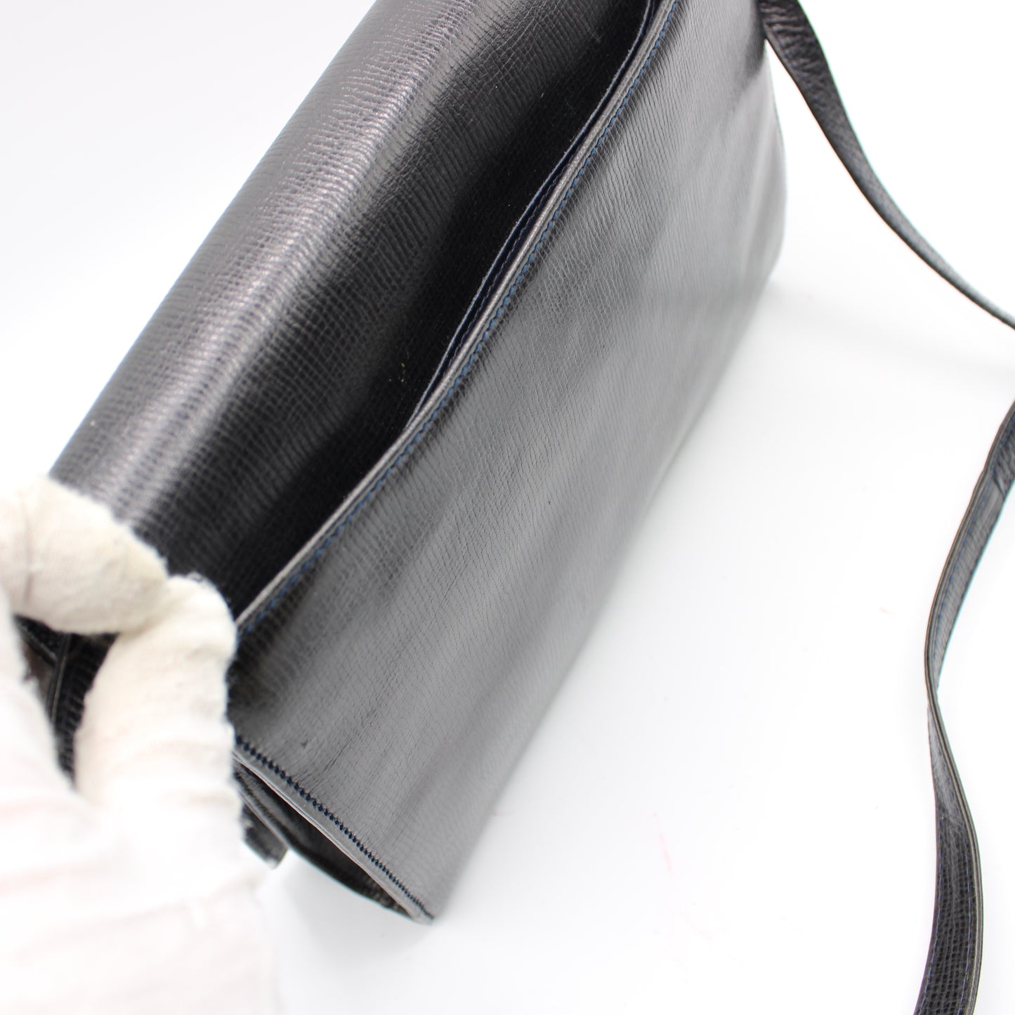 Valentino Garavani Dark Navy Leather Flap Crossbody Clutch