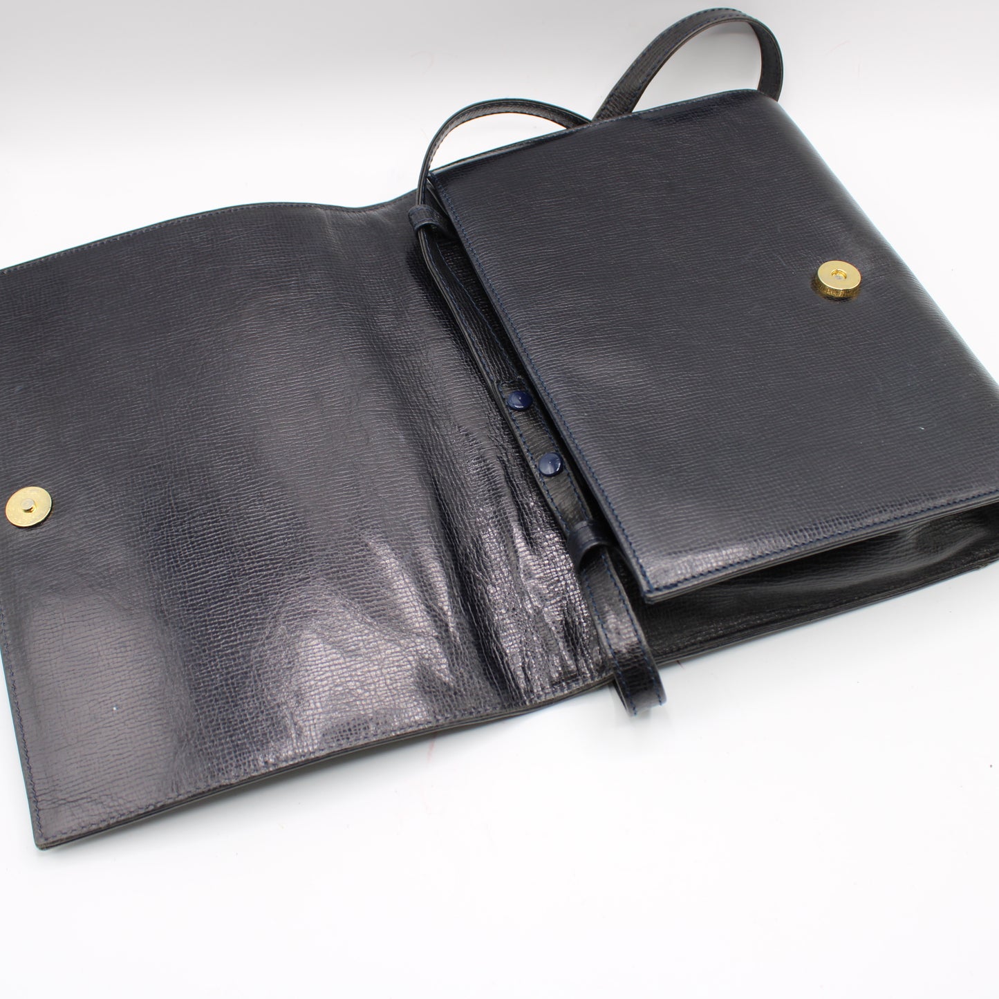 Valentino Garavani Dark Navy Leather Flap Crossbody Clutch