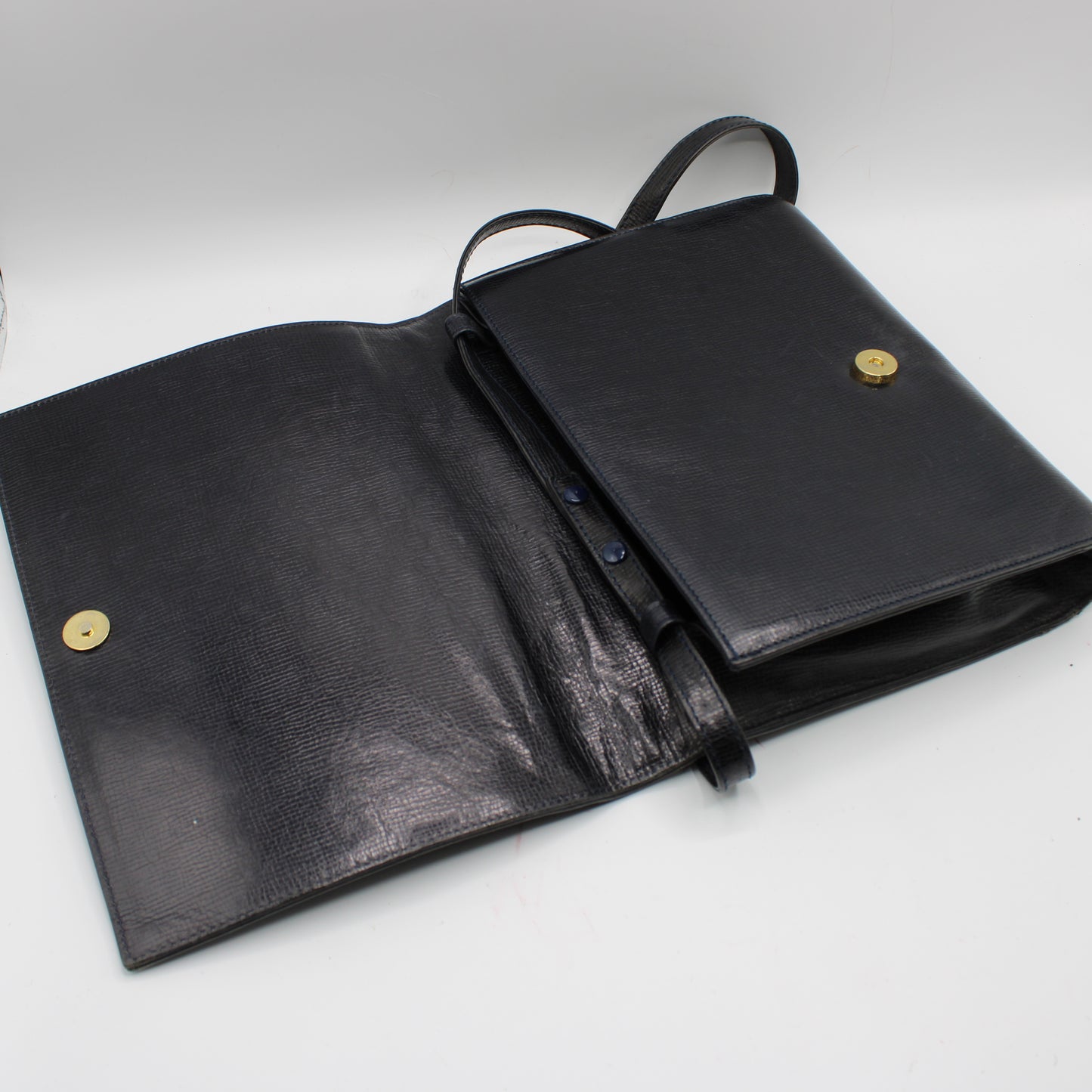 Valentino Garavani Dark Navy Leather Flap Crossbody Clutch