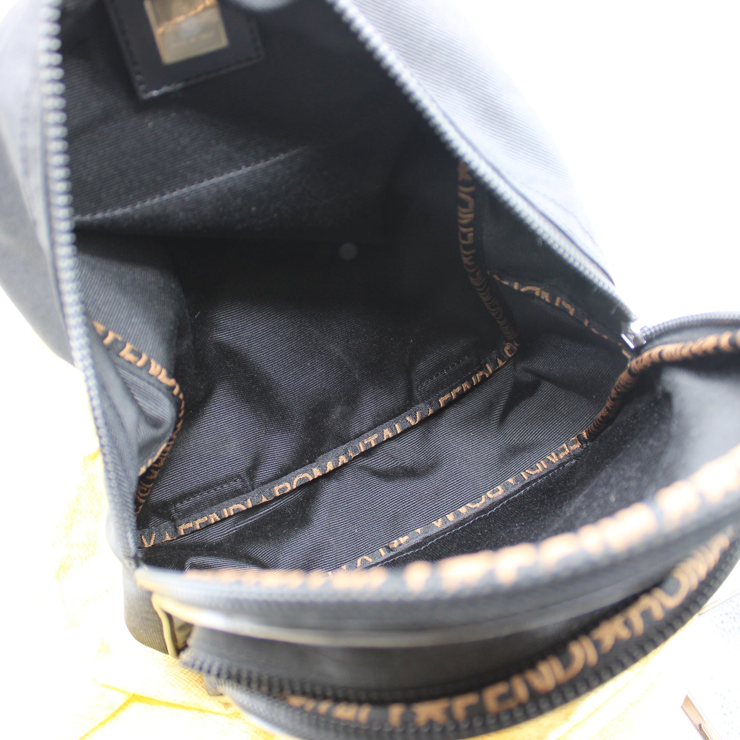 Fendi Black Fendistar Roma Logo Backpack