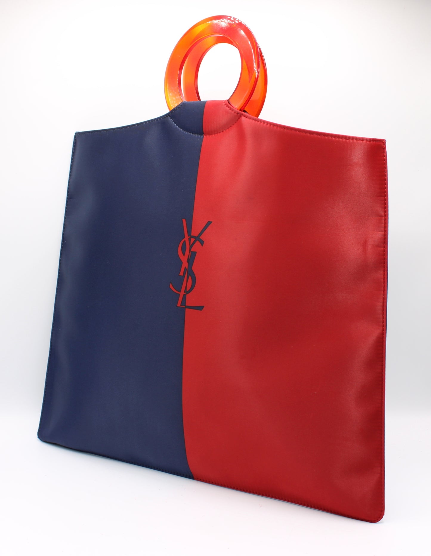 Yves Saint Laurent Red Blue Cloth Tote Bag