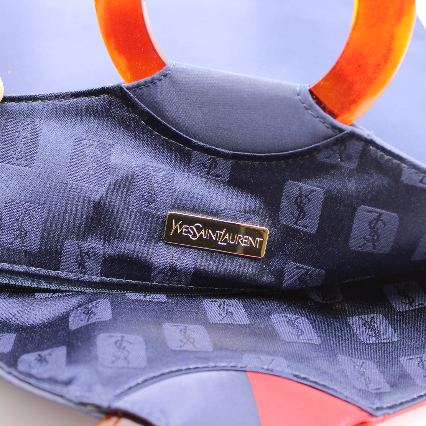 Yves Saint Laurent Red Blue Cloth Tote Bag