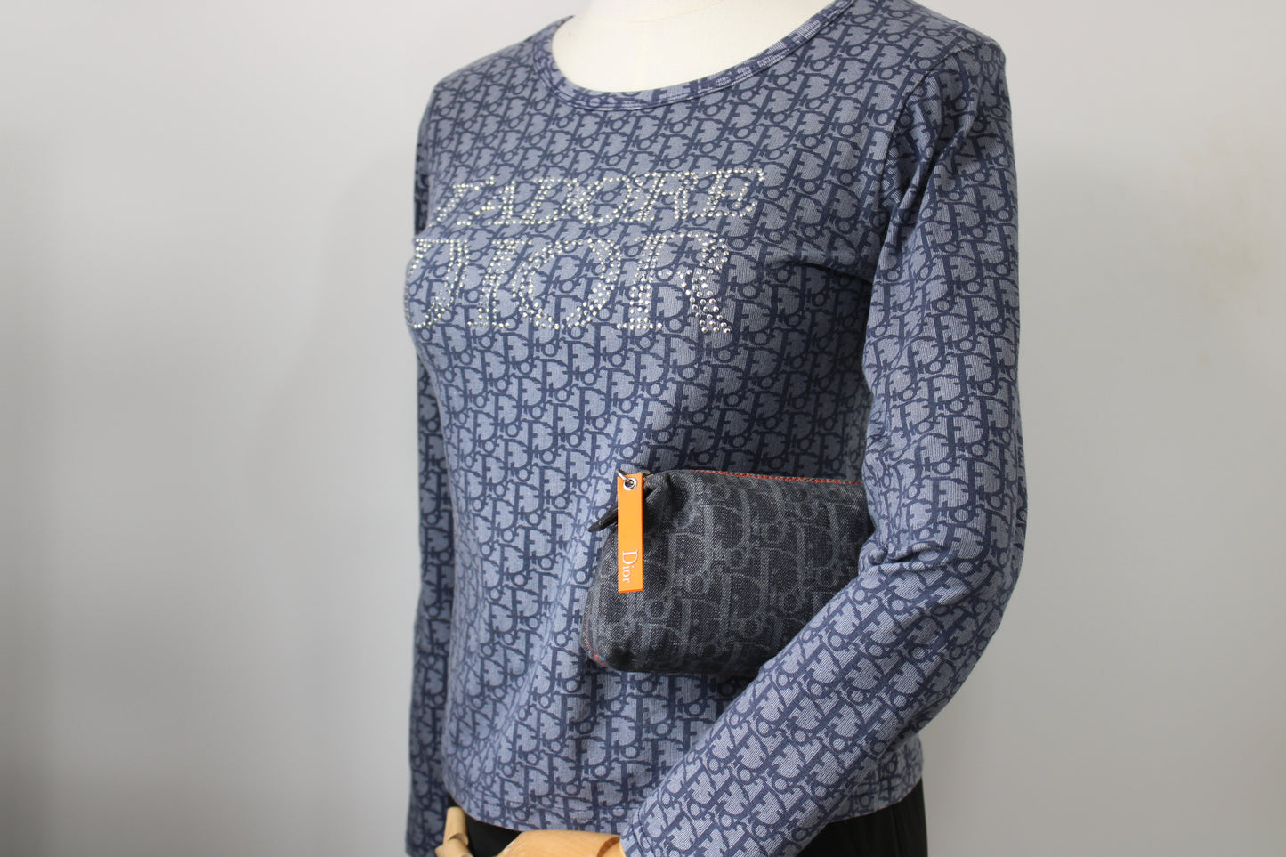 Christian Dior Blue Denim Oblique Flight Pouch