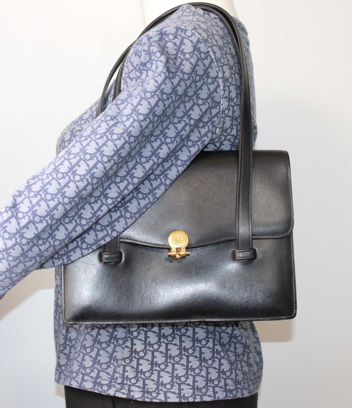 Christian Dior Black Leather Classic Shoulder Handbag
