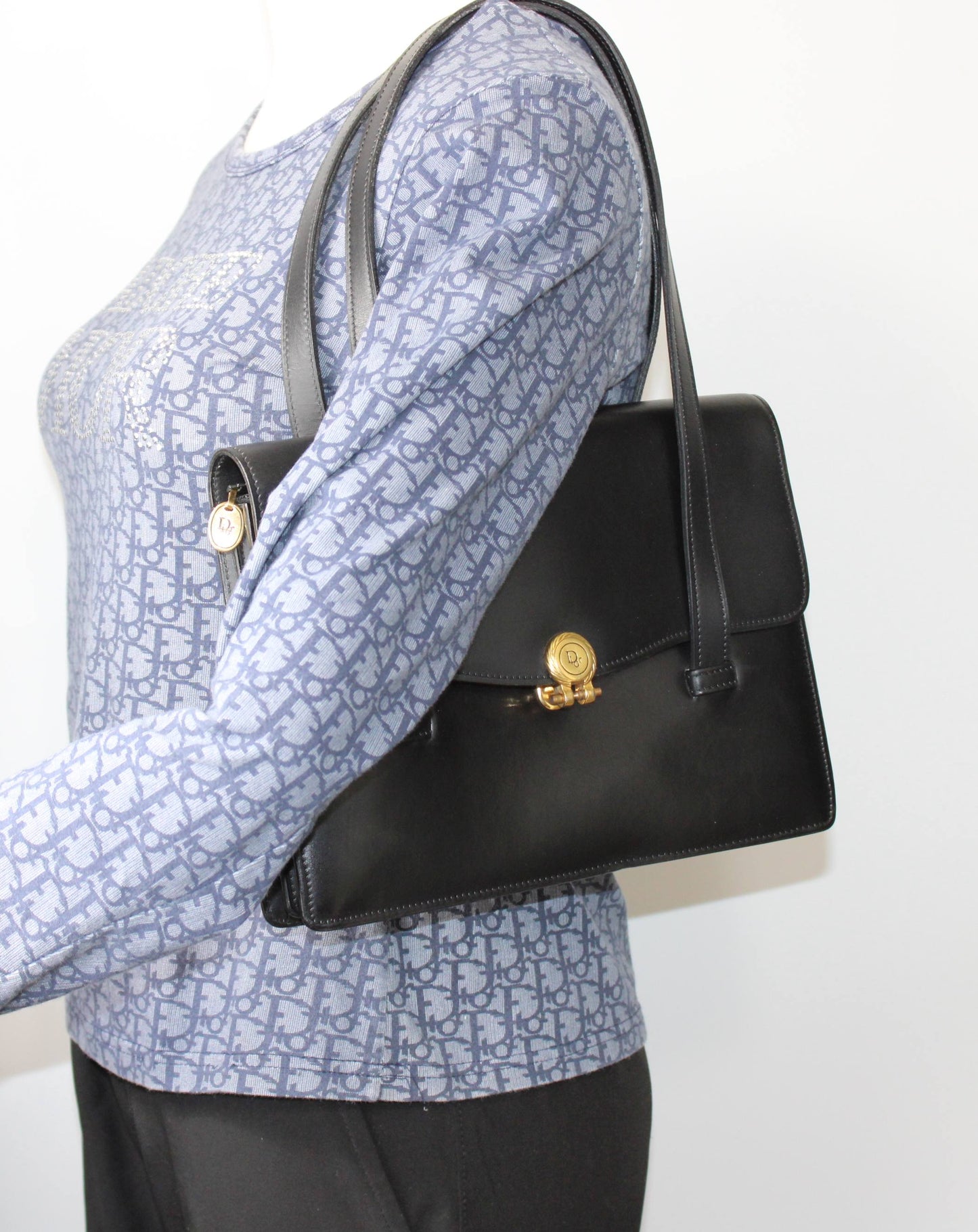 Christian Dior Black Leather Classic Shoulder Handbag