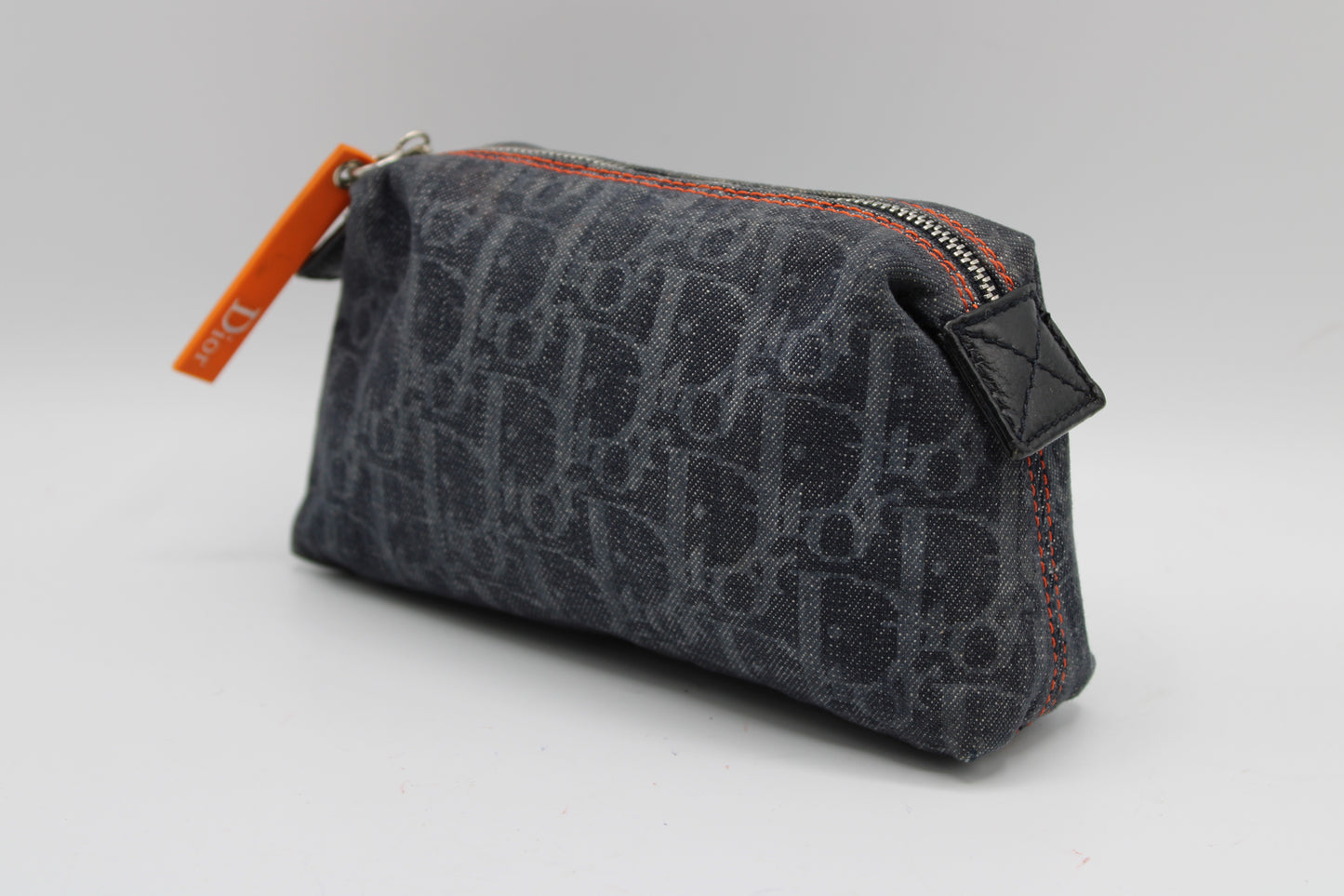 Christian Dior Blue Denim Oblique Flight Pouch