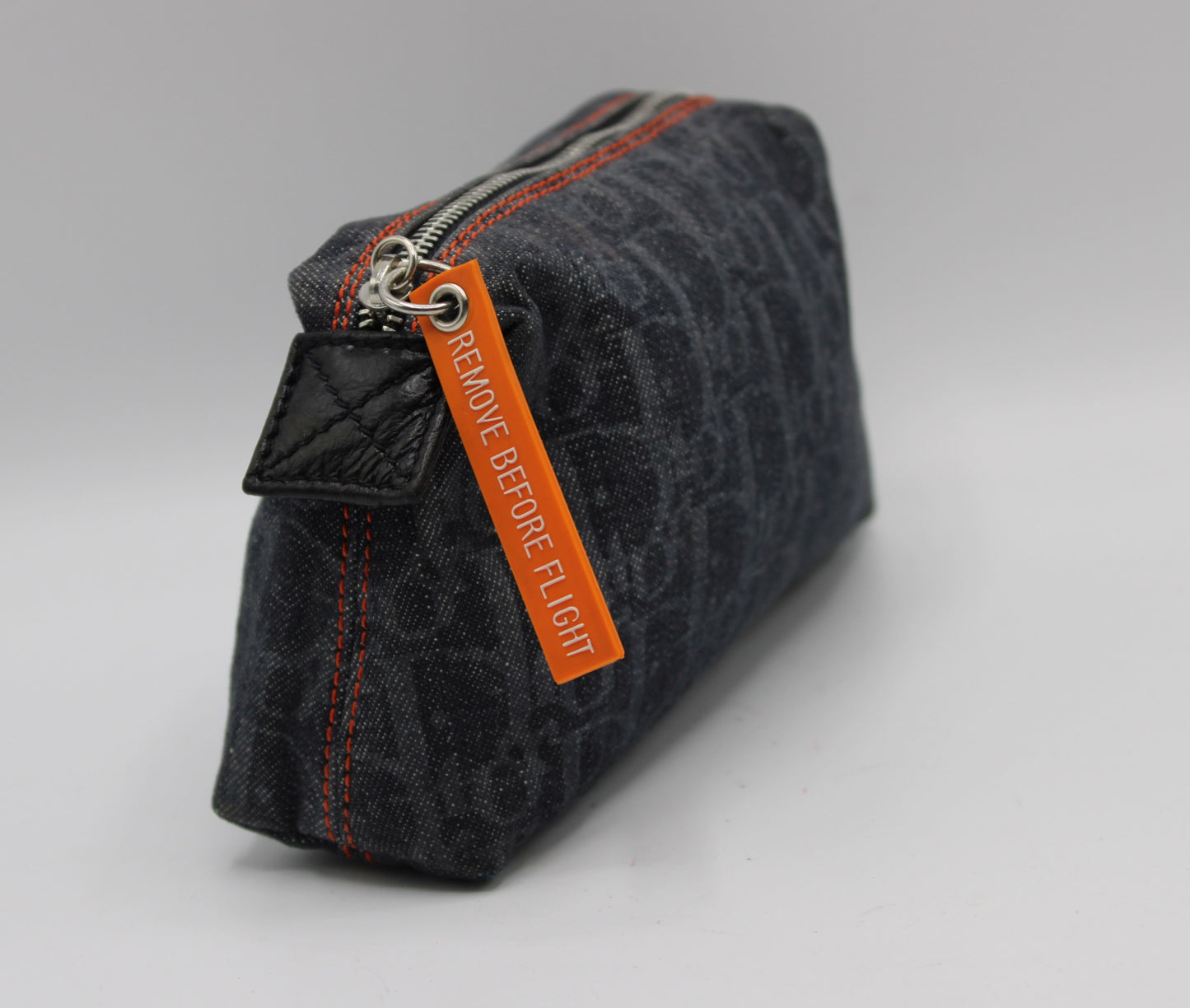 Christian Dior Blue Denim Oblique Flight Pouch