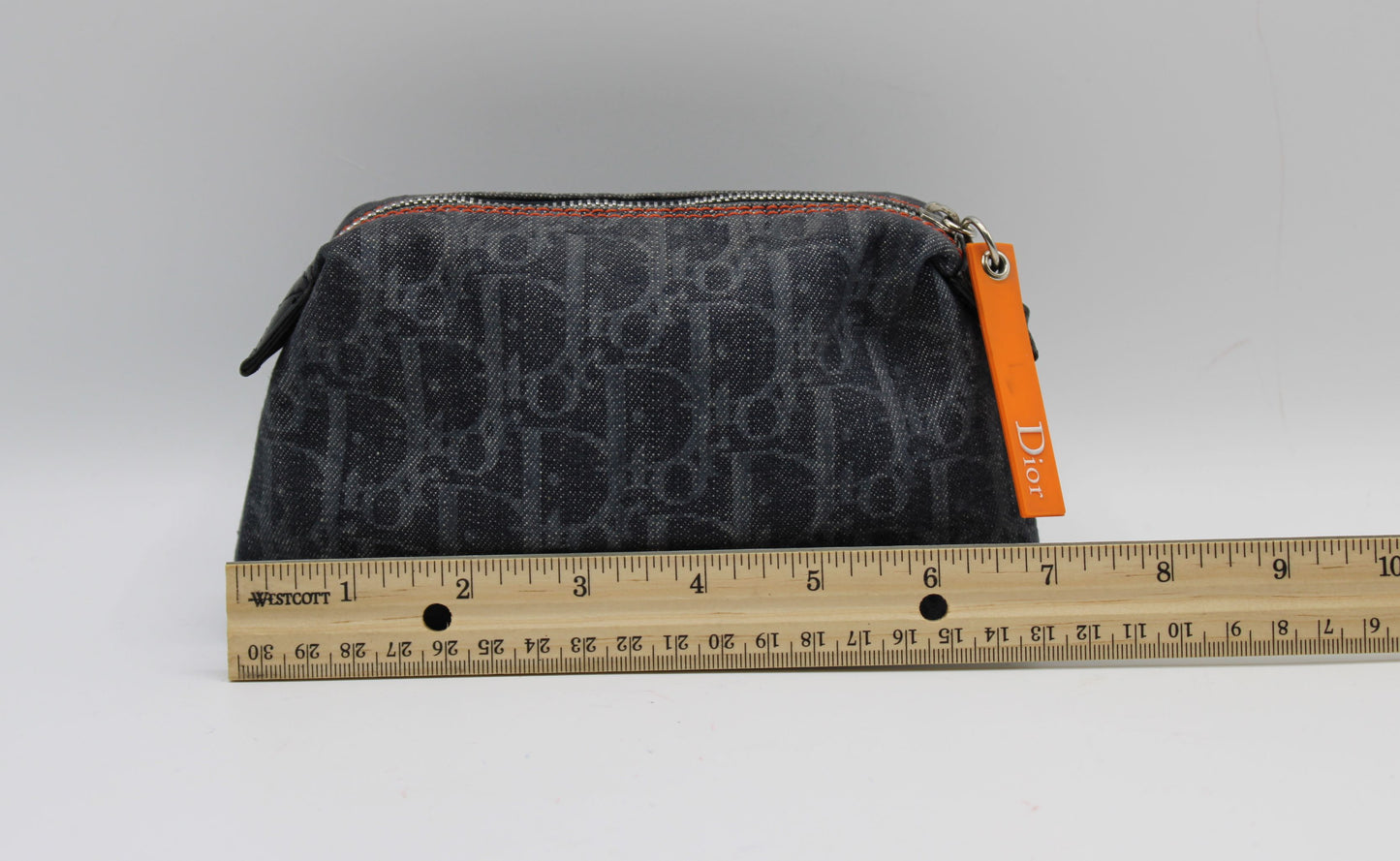 Christian Dior Blue Denim Oblique Flight Pouch