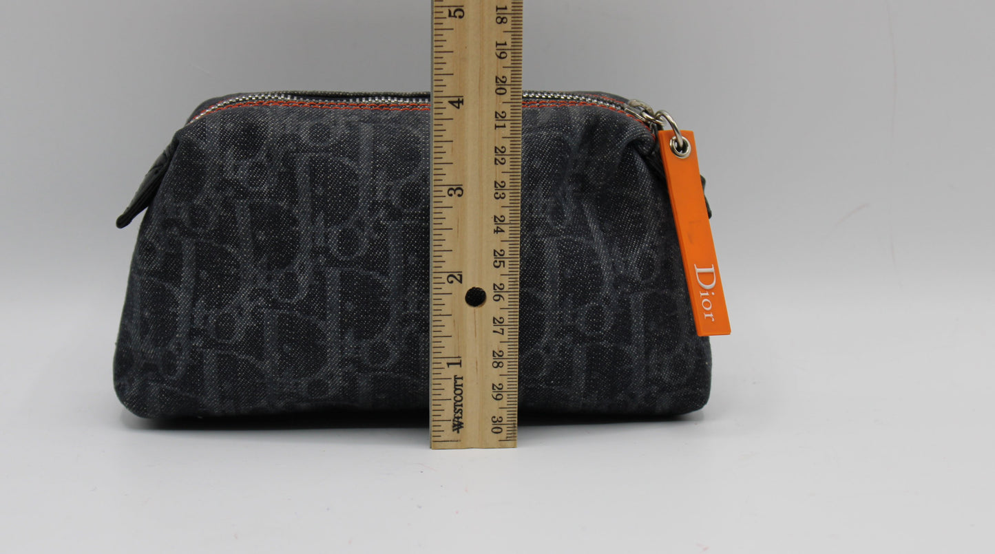Christian Dior Blue Denim Oblique Flight Pouch