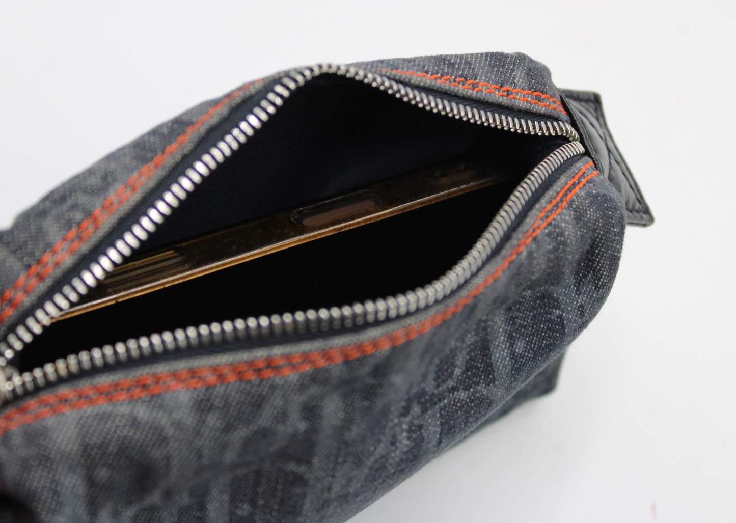 Christian Dior Blue Denim Oblique Flight Pouch