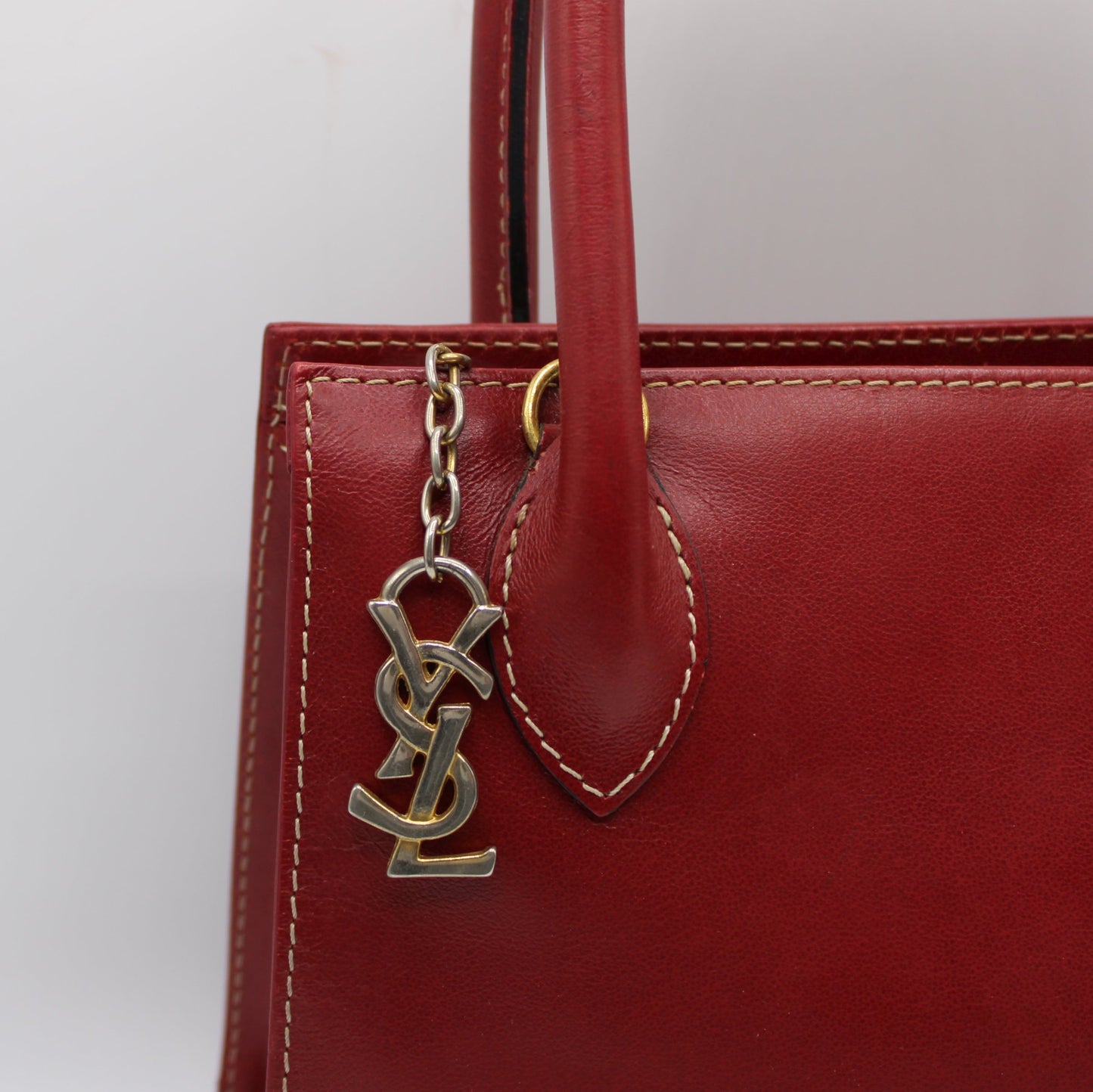 Yves Saint Laurent Burgundy Leather Y Pattern Shoulder Handbag