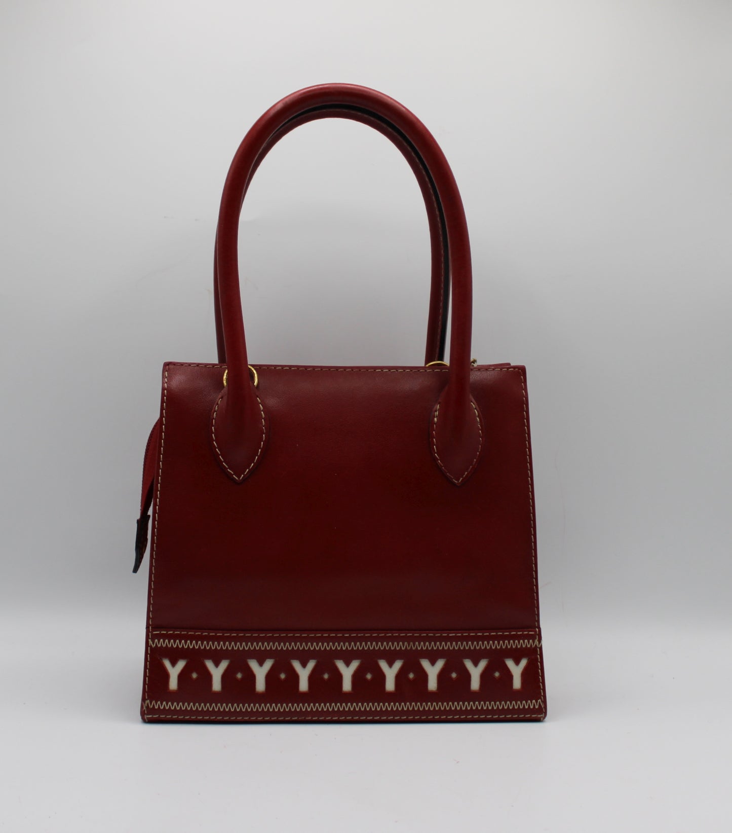 Yves Saint Laurent Burgundy Leather Y Pattern Shoulder Handbag