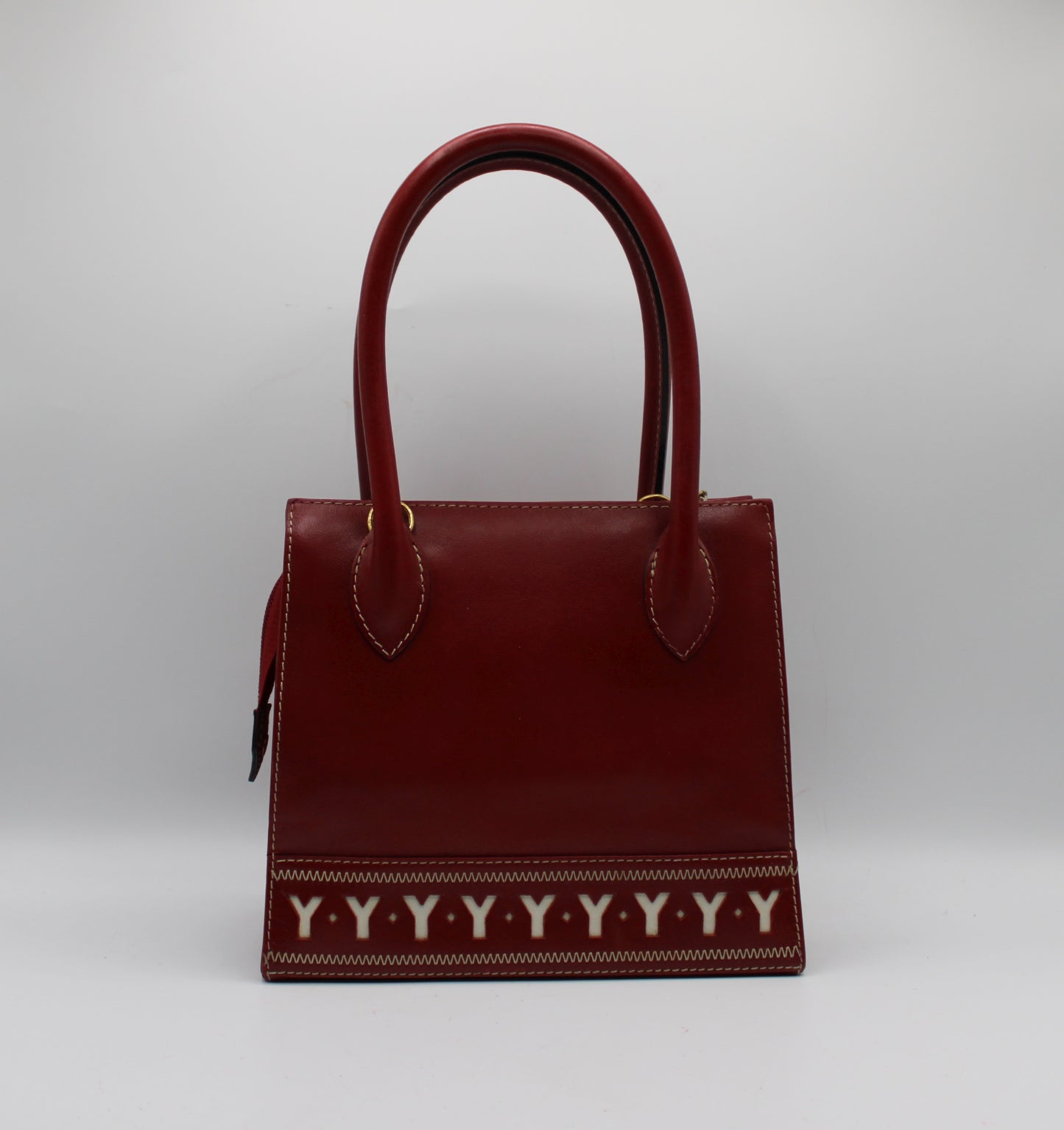Yves Saint Laurent Burgundy Leather Y Pattern Shoulder Handbag