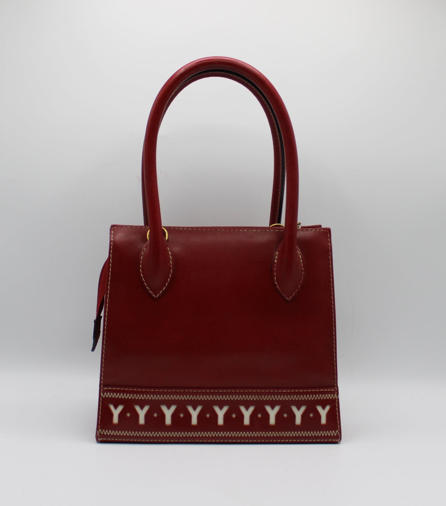 Yves Saint Laurent Burgundy Leather Y Pattern Shoulder Handbag