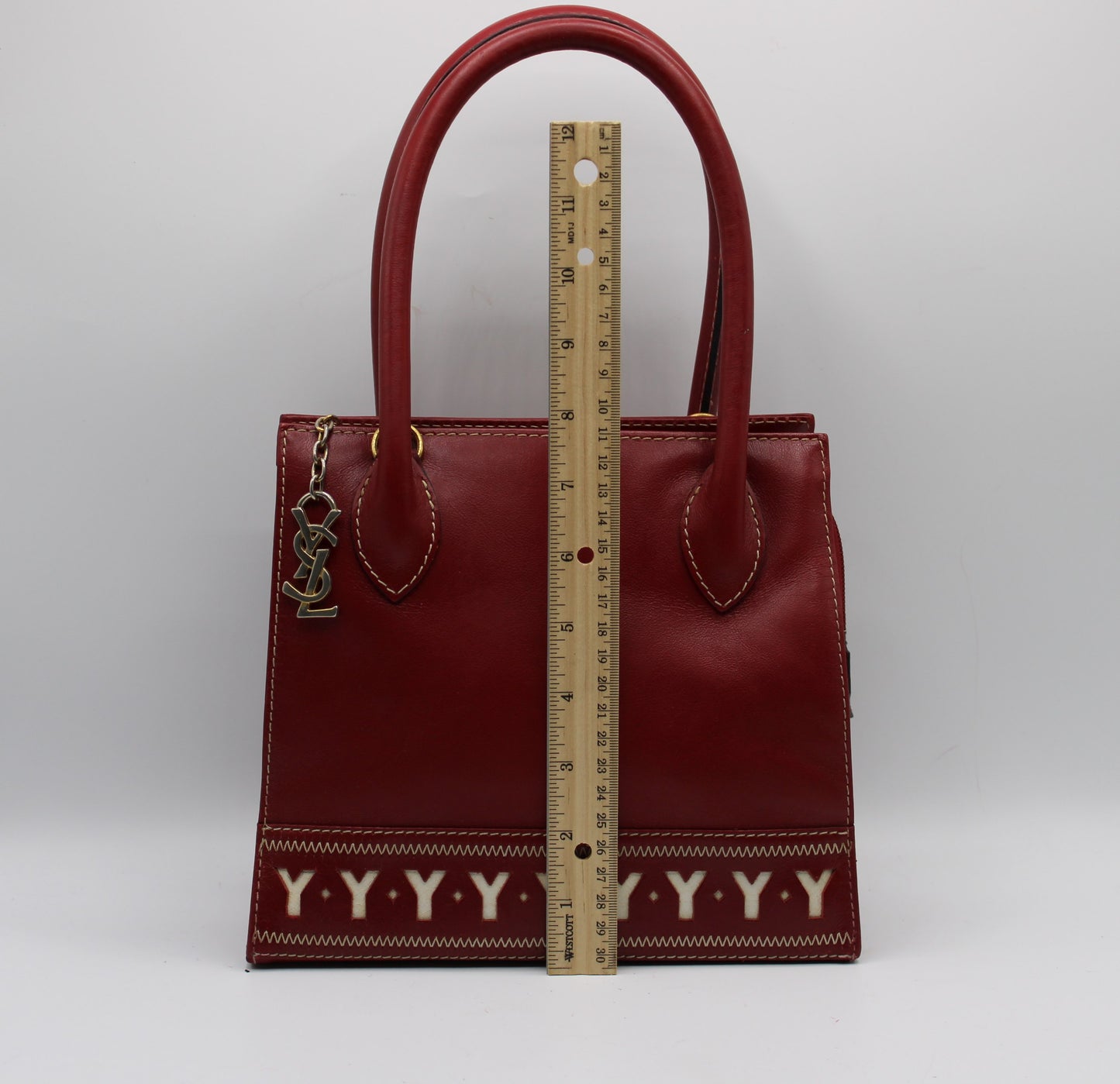 Yves Saint Laurent Burgundy Leather Y Pattern Shoulder Handbag