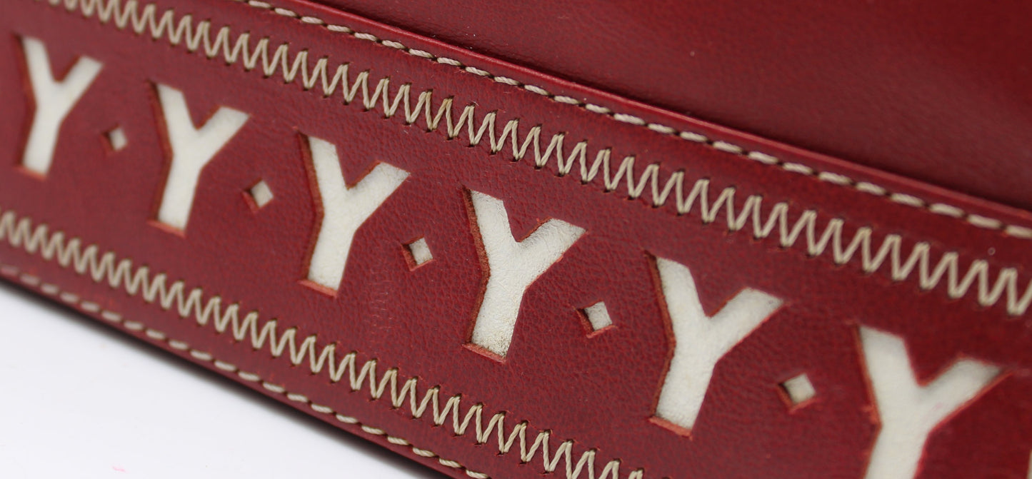 Yves Saint Laurent Burgundy Leather Y Pattern Shoulder Handbag