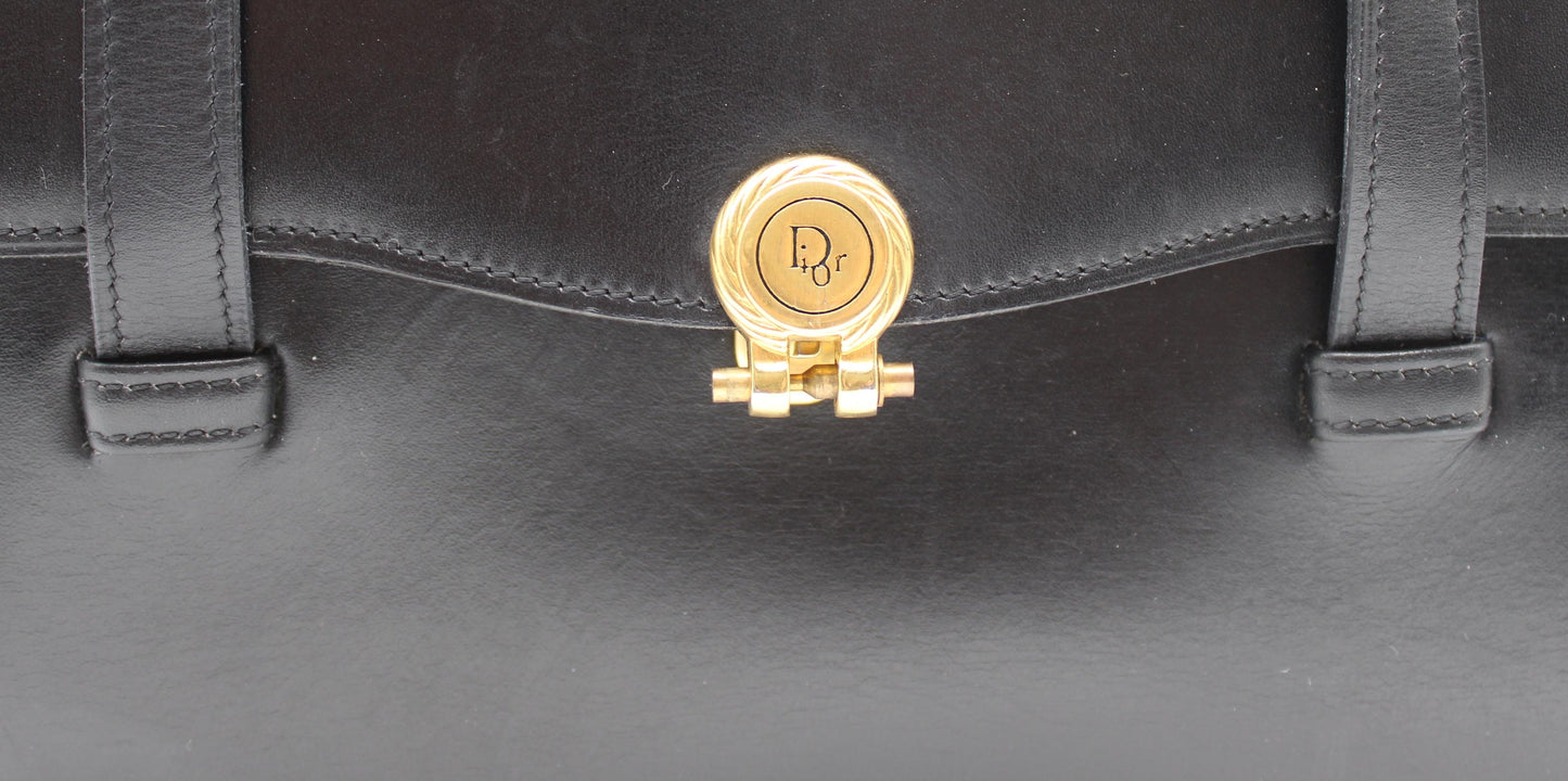 Christian Dior Black Leather Classic Shoulder Handbag