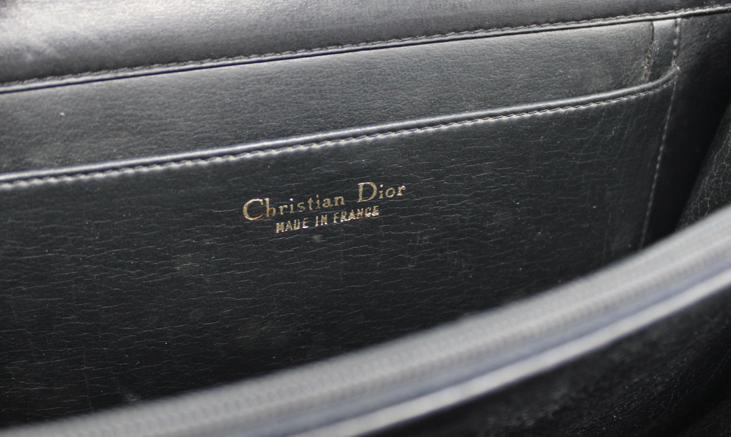 Christian Dior Black Leather Classic Shoulder Handbag